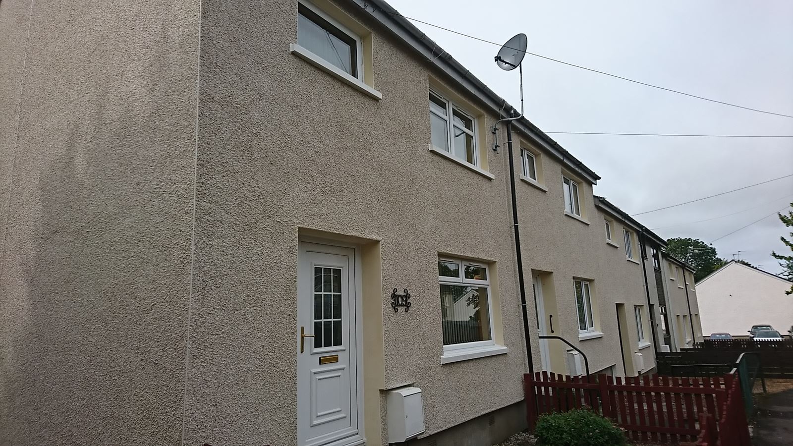 front entrance showing roughcast render Edinburgh