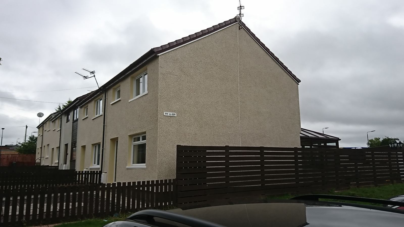 gable wall completed with roughcast repair Edinburgh