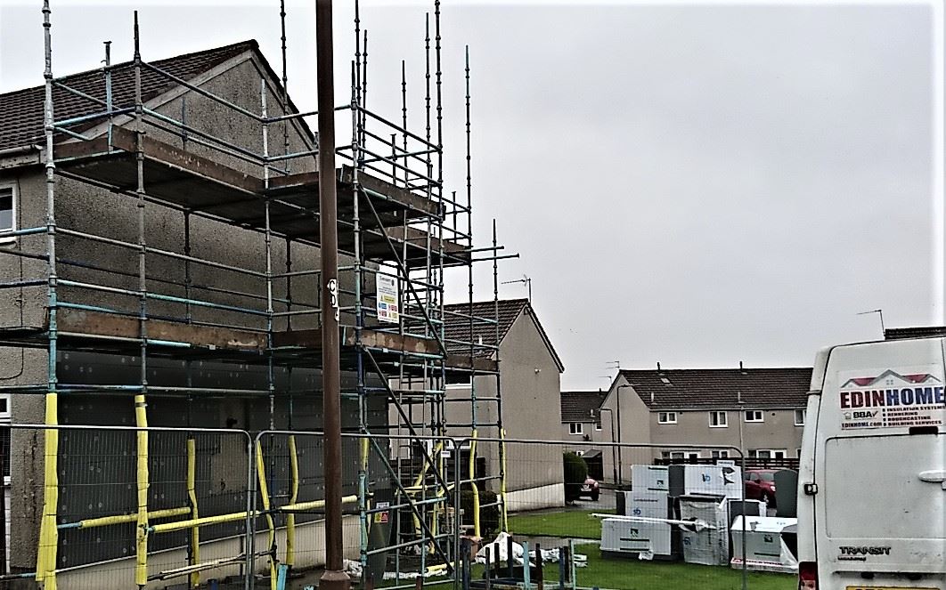 building works in progress with house rendering Edinburgh