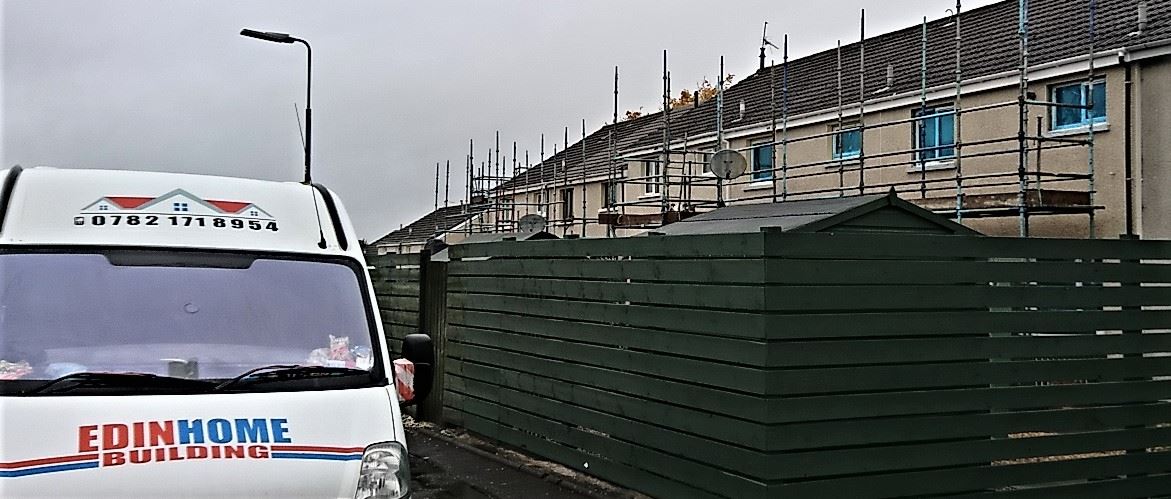 gable wall under construction by roughcaster Edinburgh