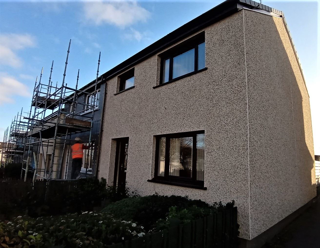 front entrance upgraded with roughcast repair Edinburgh