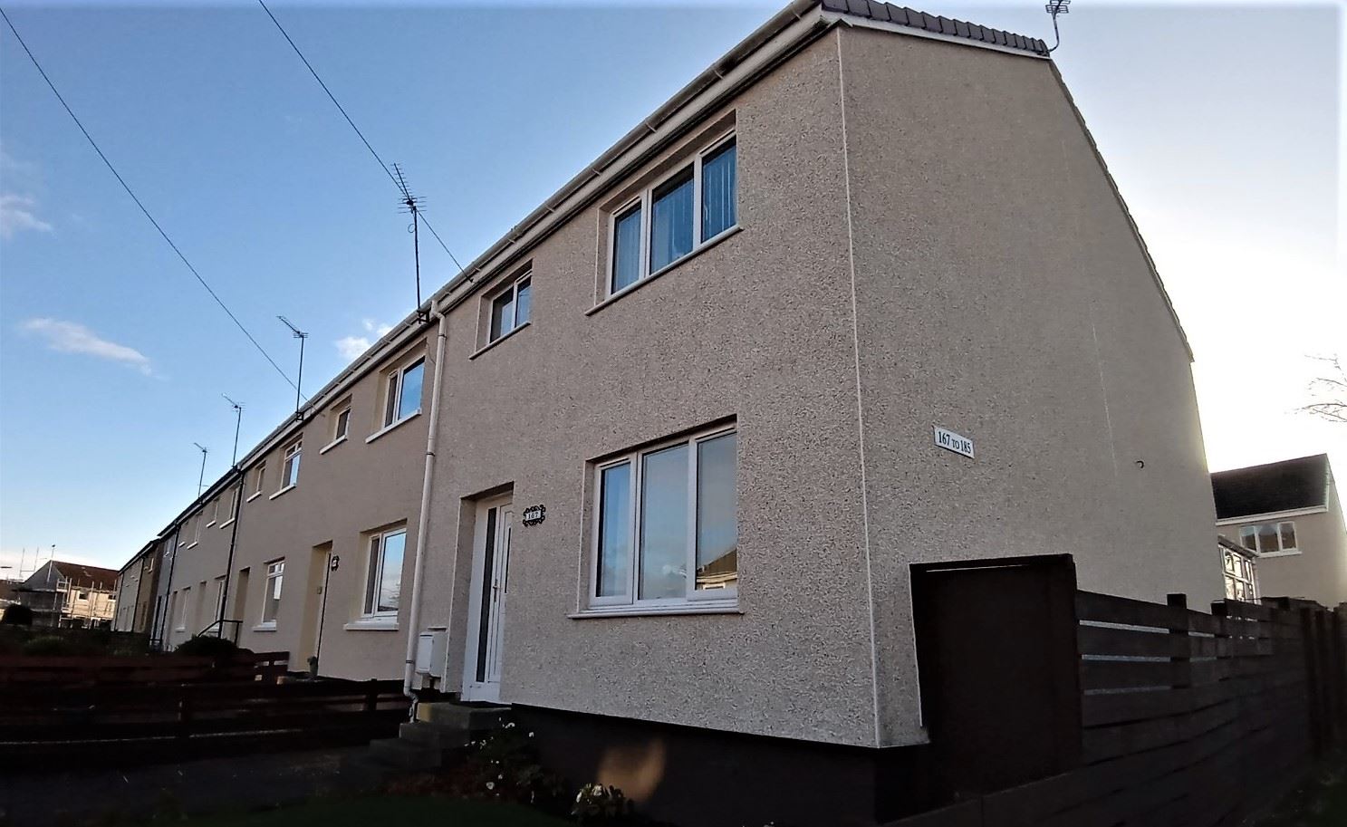 street view terrace with roughcast render repair Edinburgh