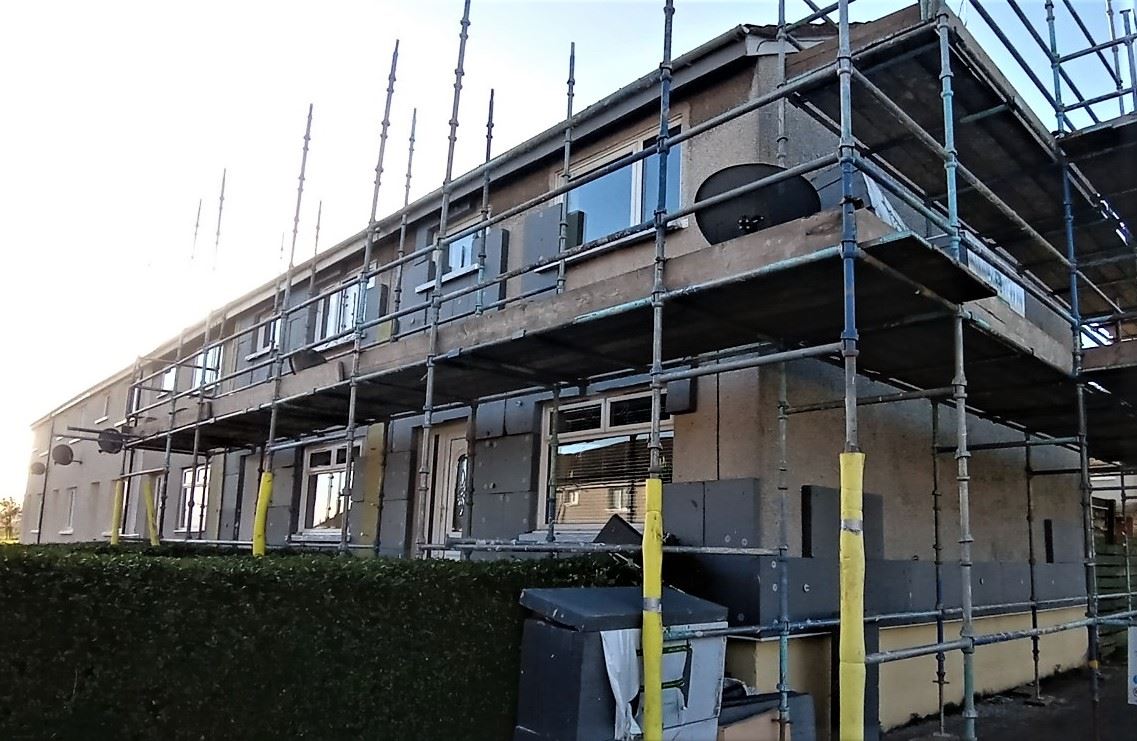 scaffolded block restored by roughcaster Edinburgh
