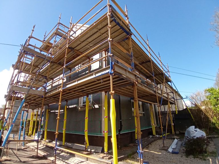 scaffolded block prepared for roughcasting Edinburgh