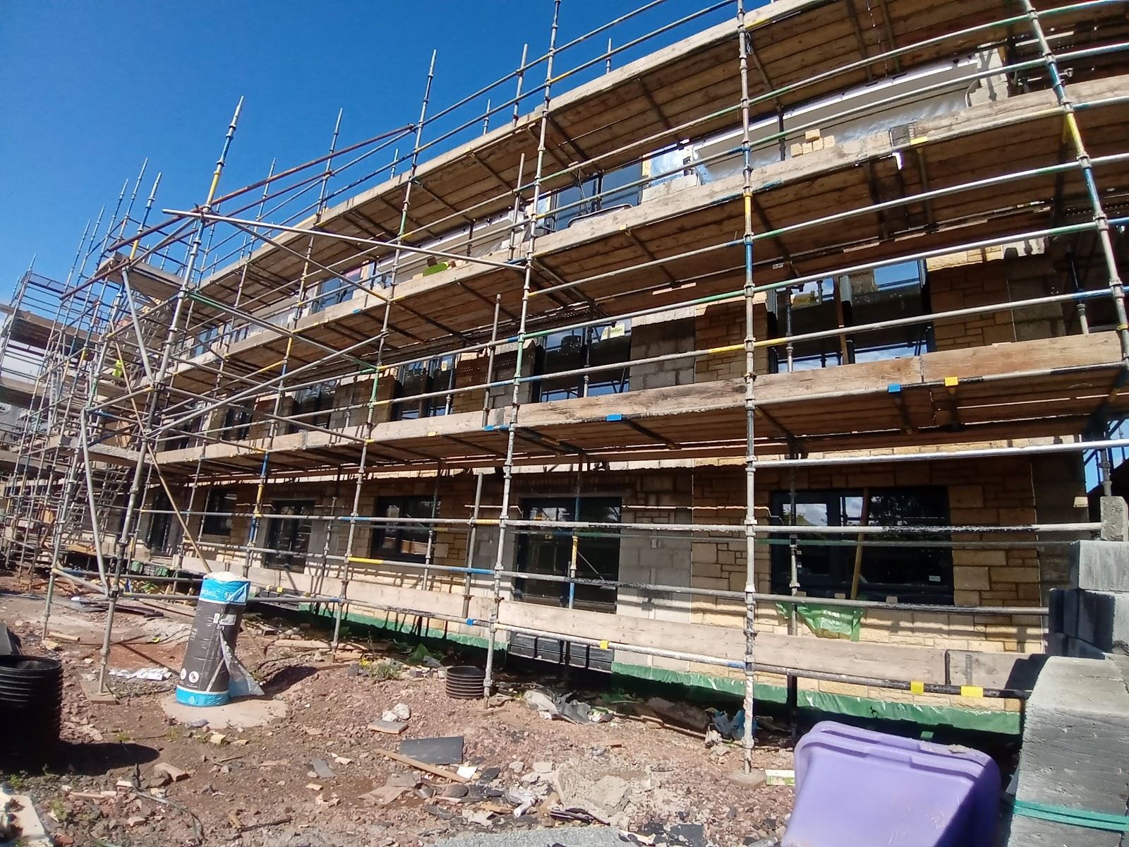 construction site showing roughcast render Edinburgh