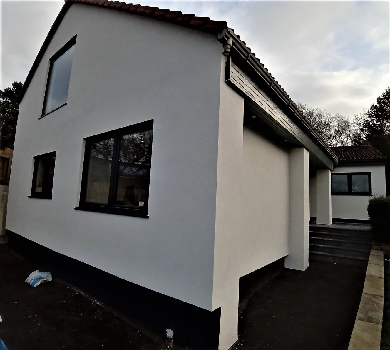 gable end completed by house rendering Edinburgh