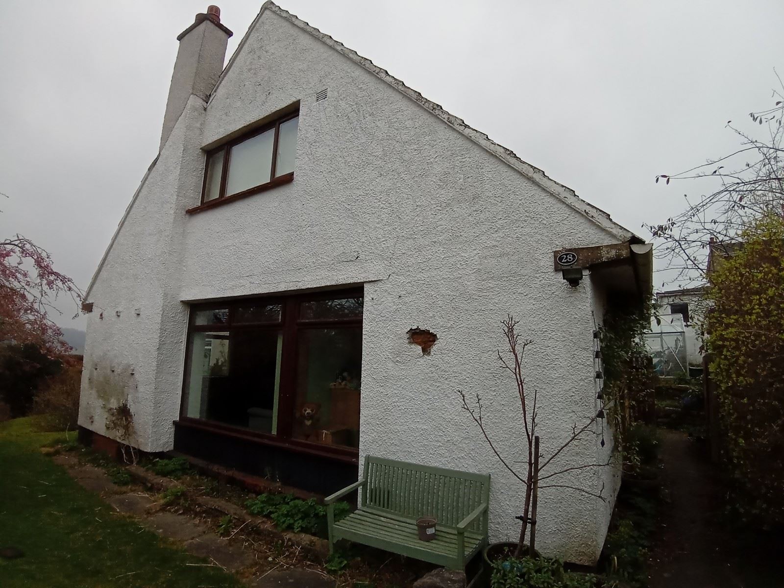 garden side update through roughcast render repair