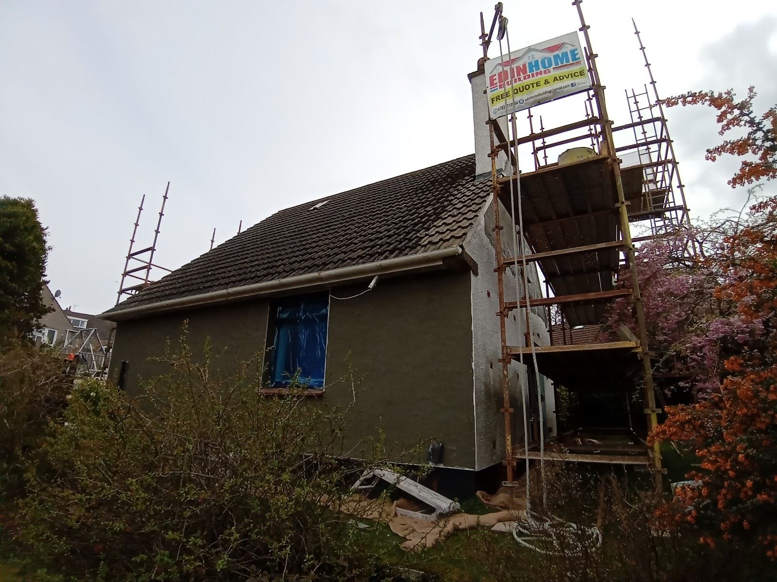 side wall finish completed in rendering edinburgh