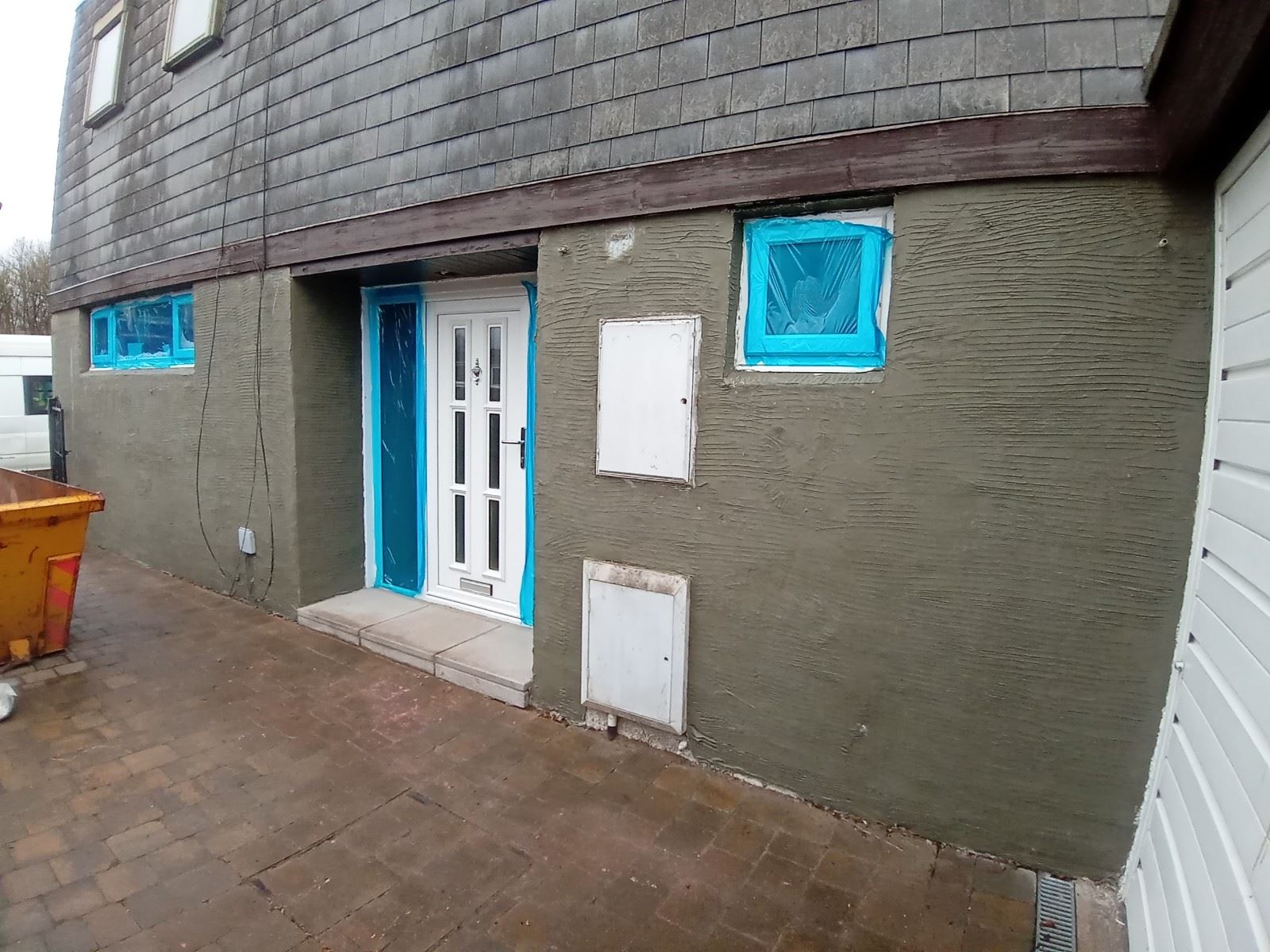 entrance area prepared for house rendering edinburgh