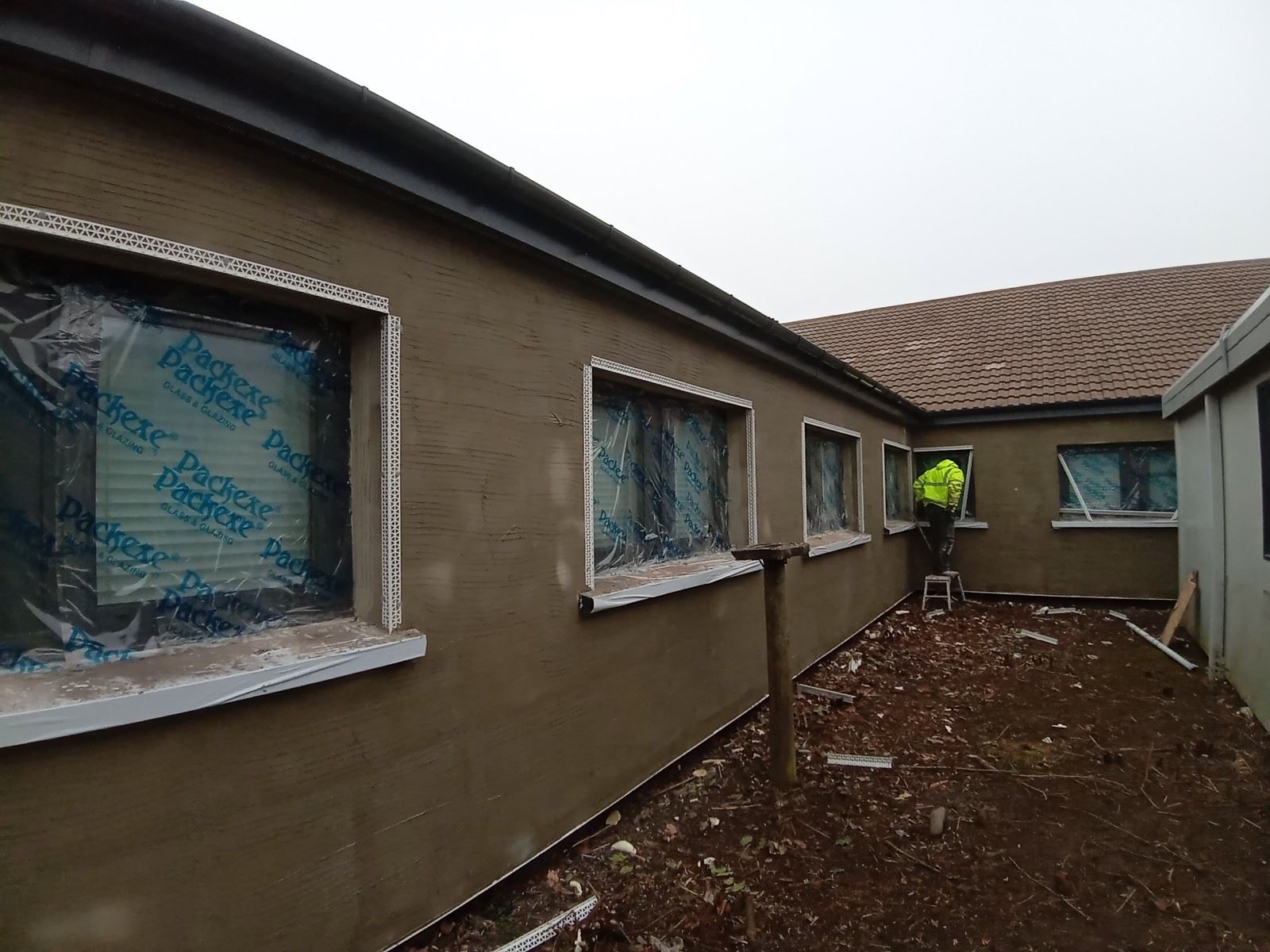 side facade preparation for roughcast render edinburgh