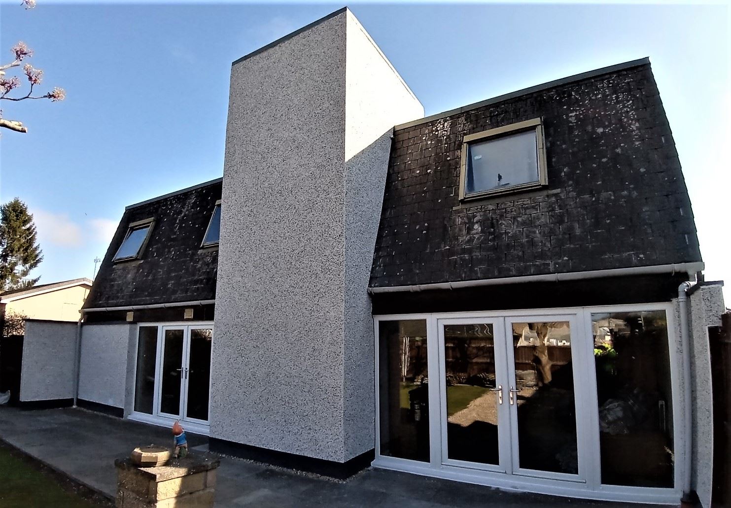 modern extension with roughcast render edinburgh