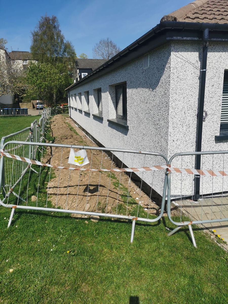 building side protected during roughcast render edinburgh