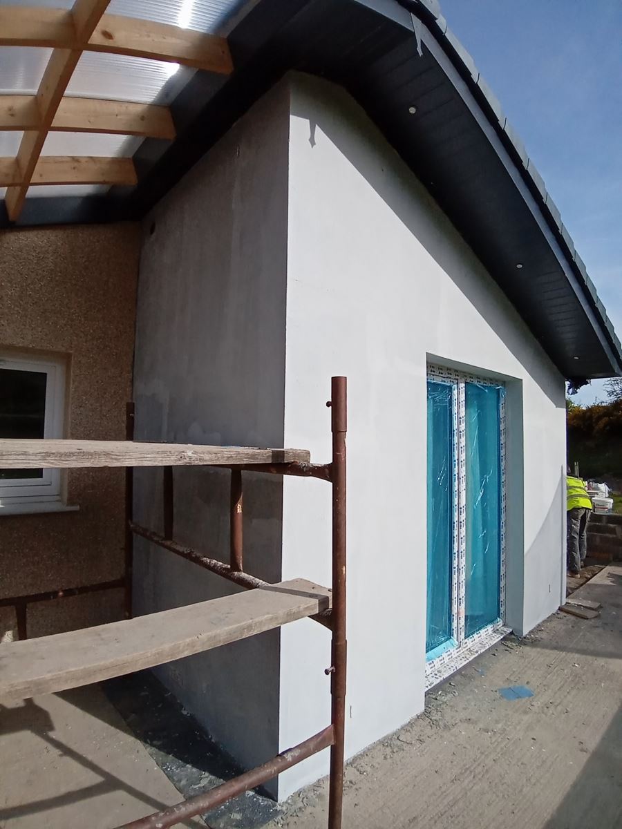 Insulation Edinburgh beneath render on extension under construction