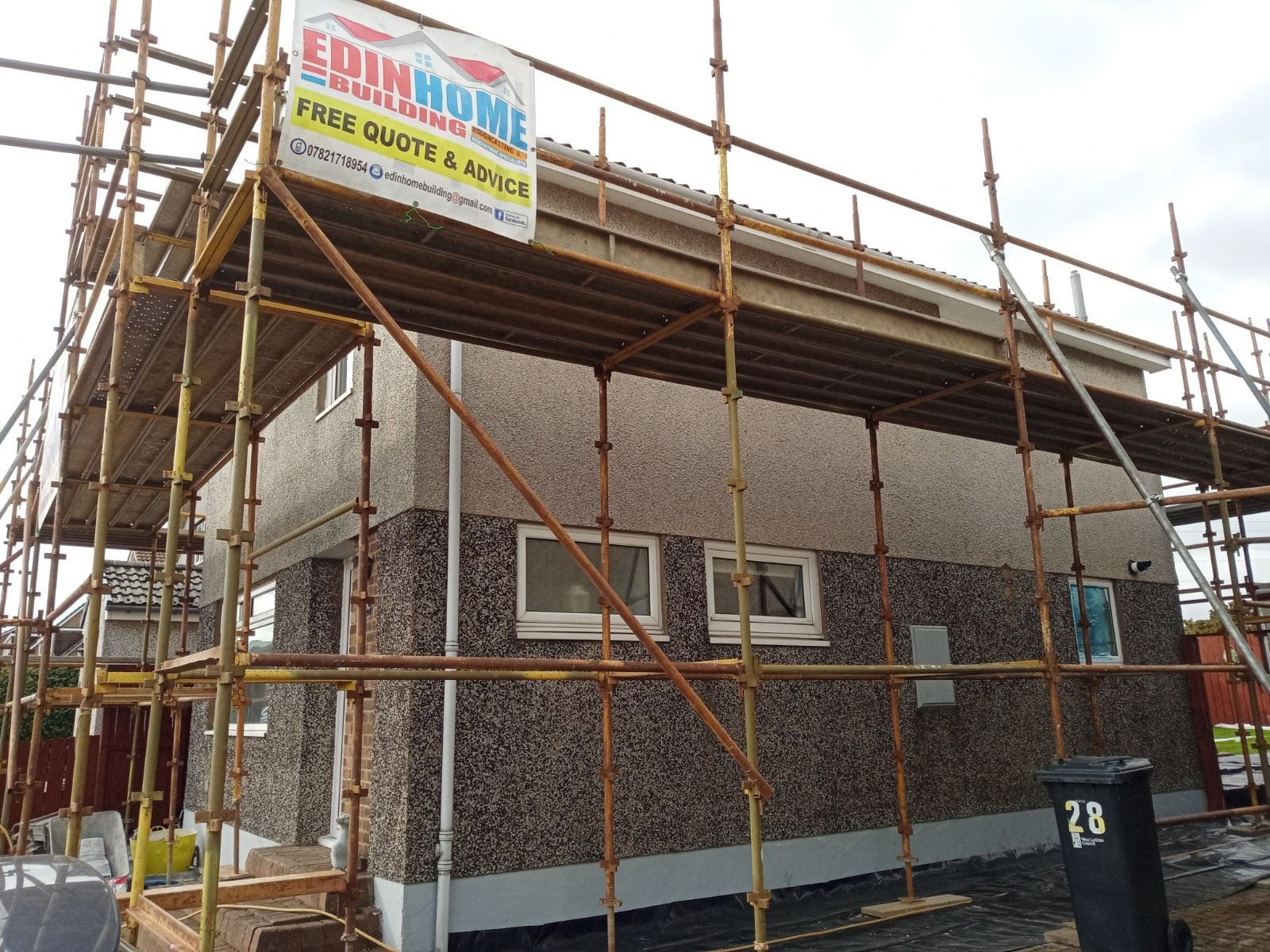 external wall insulation Edinburgh applied on multi-storey under renovation