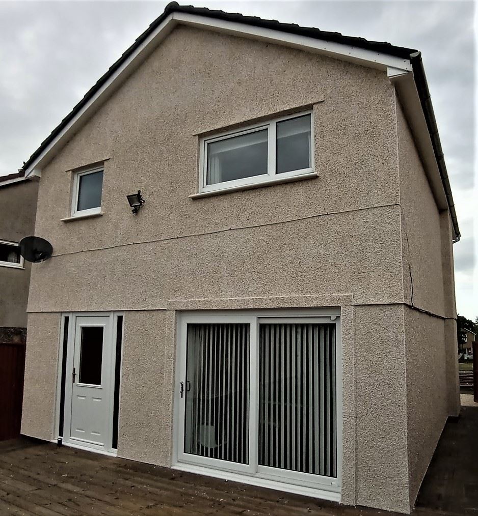 house rendering Edinburgh on rear elevation with sliding doors