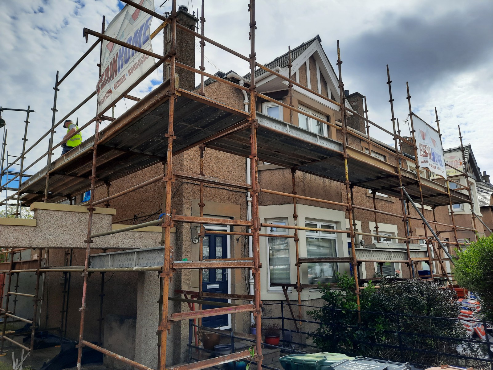 Insulation Edinburgh installation during scaffolded renovation project