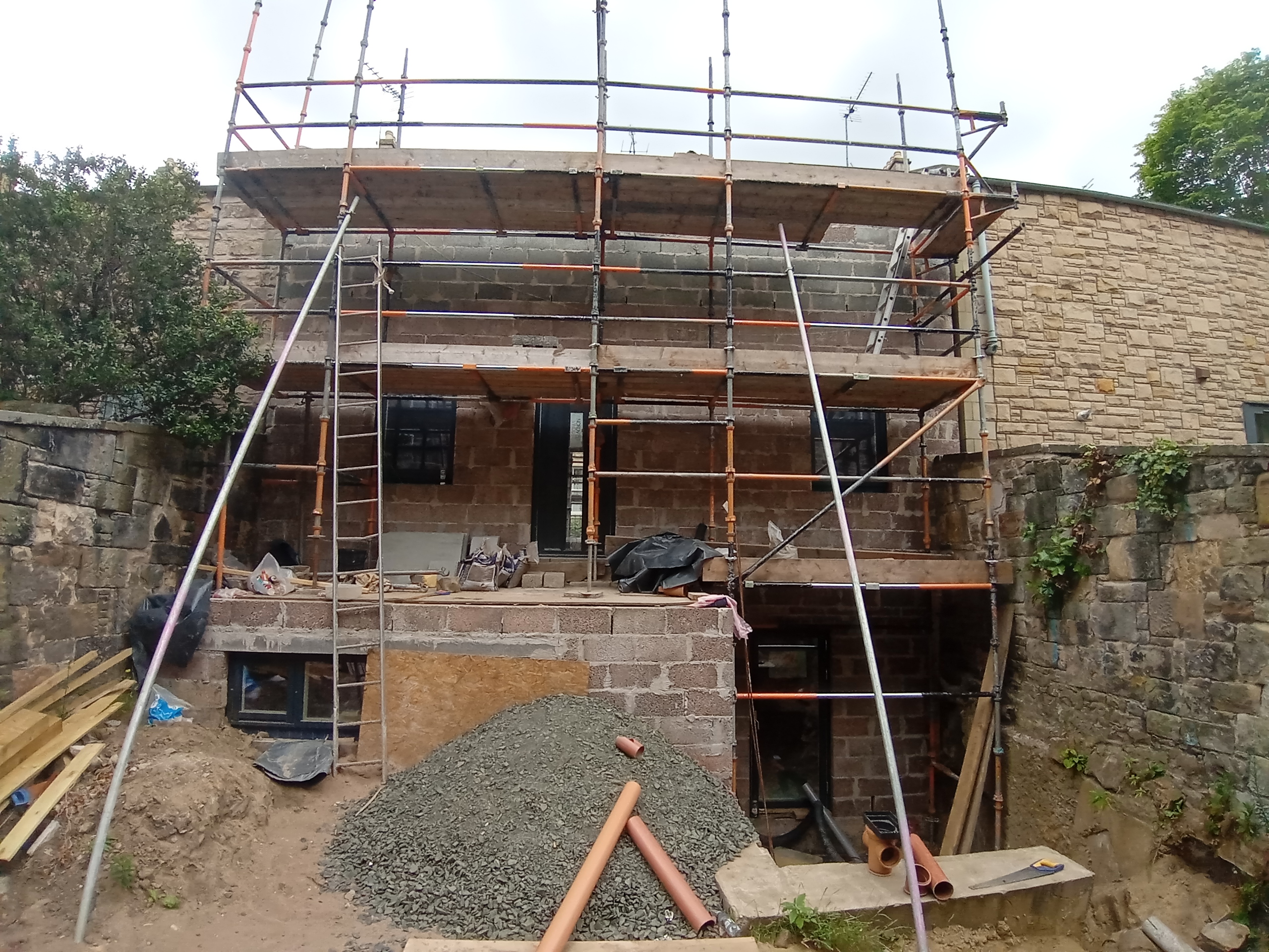 solid wall insulation Edinburgh installation in progress on side elevation