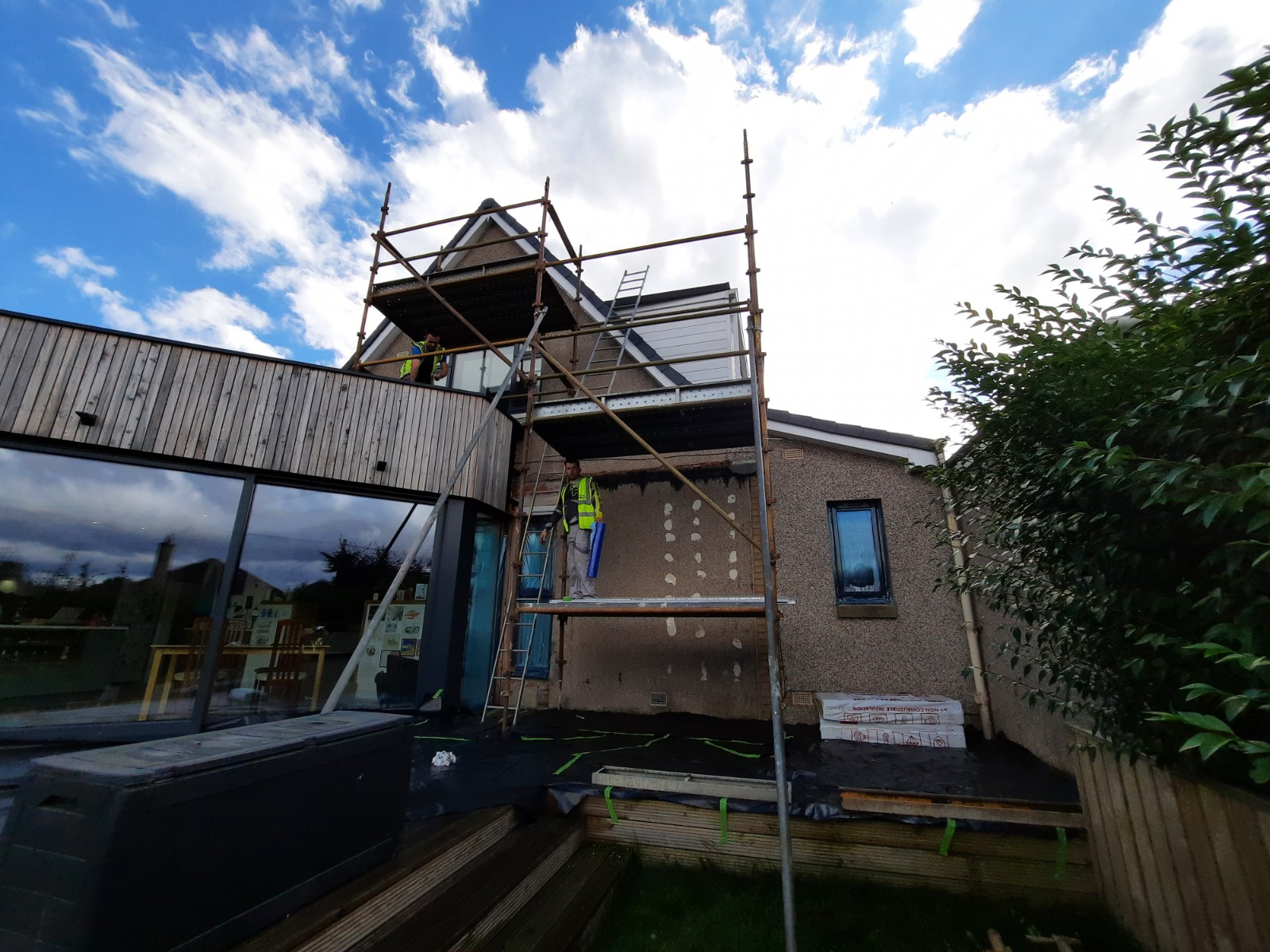 house rendering Edinburgh close-up on brick exterior