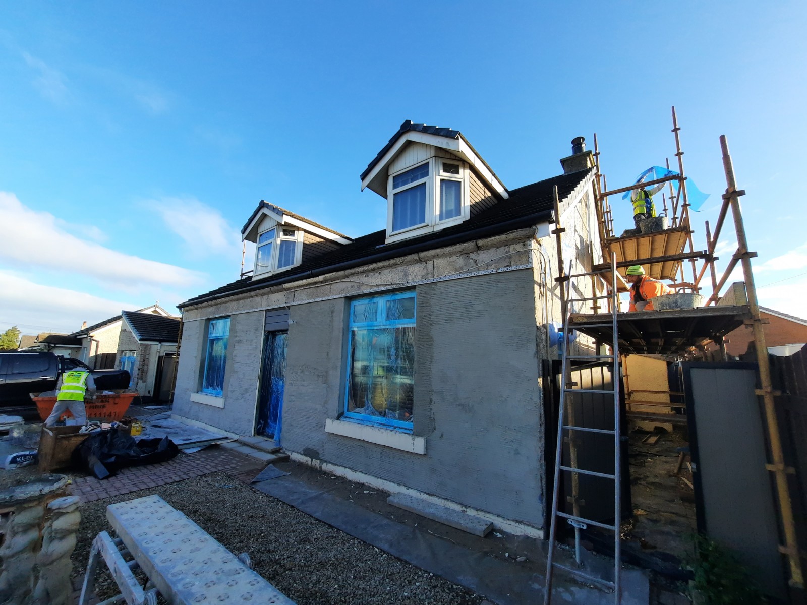 gable extension showing roughcaster Edinburgh work