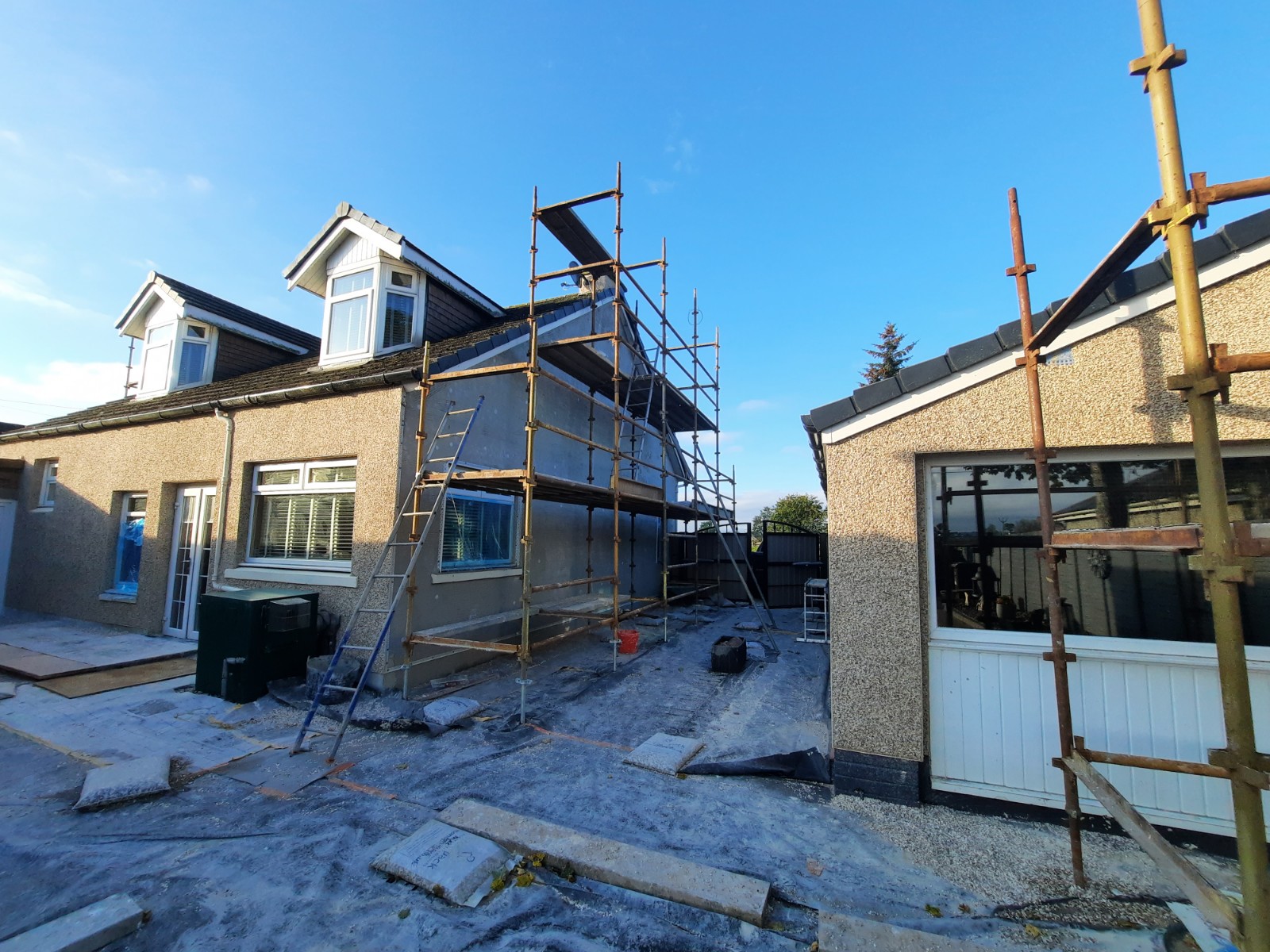 scaffolding setup for solid wall insulation Edinburgh project