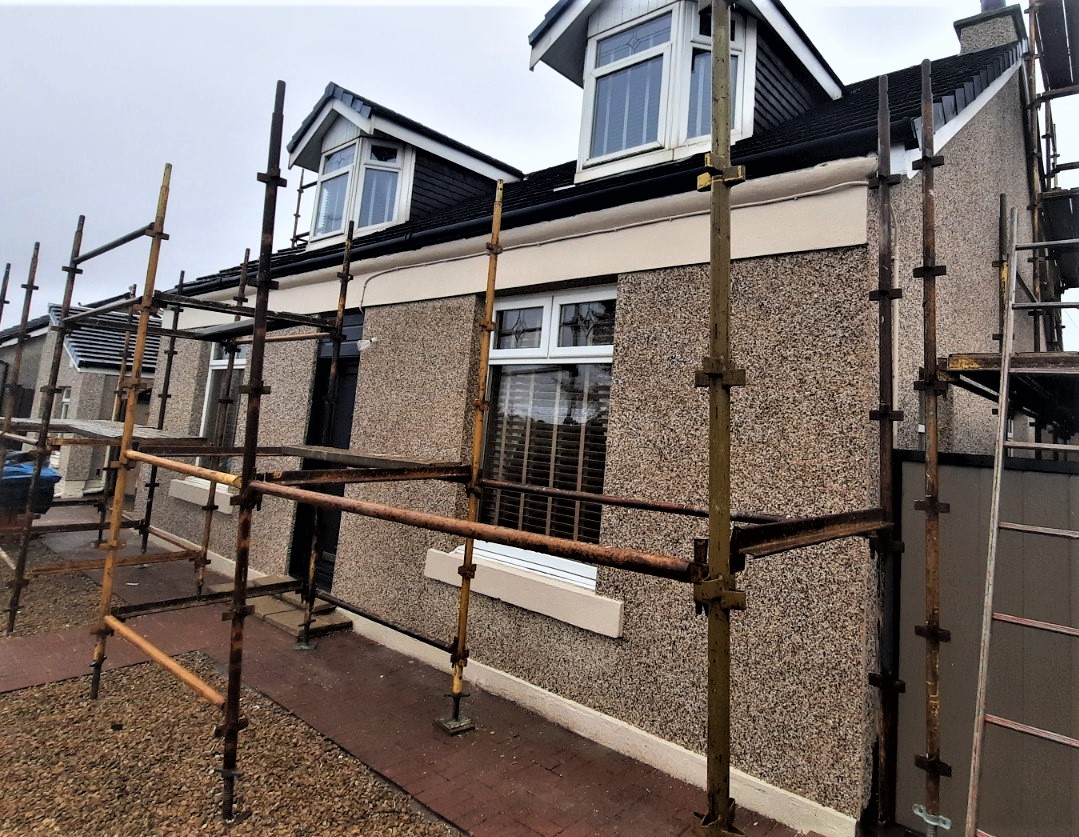 scaffolding view on house rendering Edinburgh project