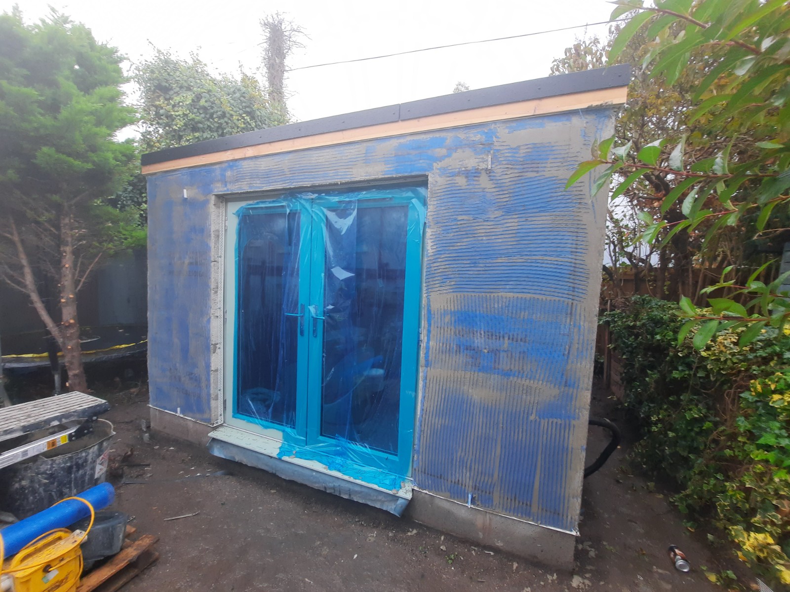 patio doorway sealed during roughcasting Edinburgh