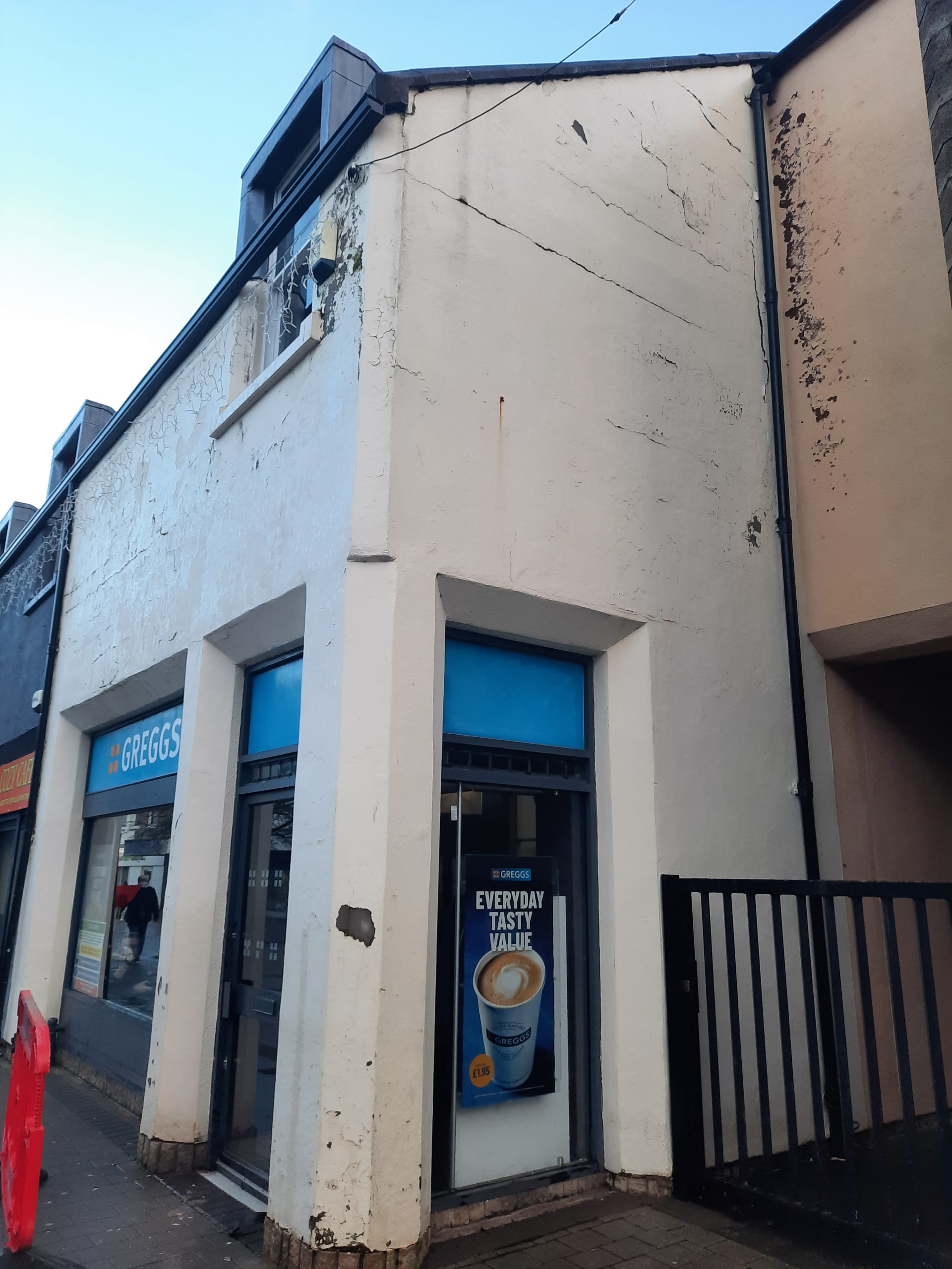 shopfront wall awaiting roughcasting Edinburgh