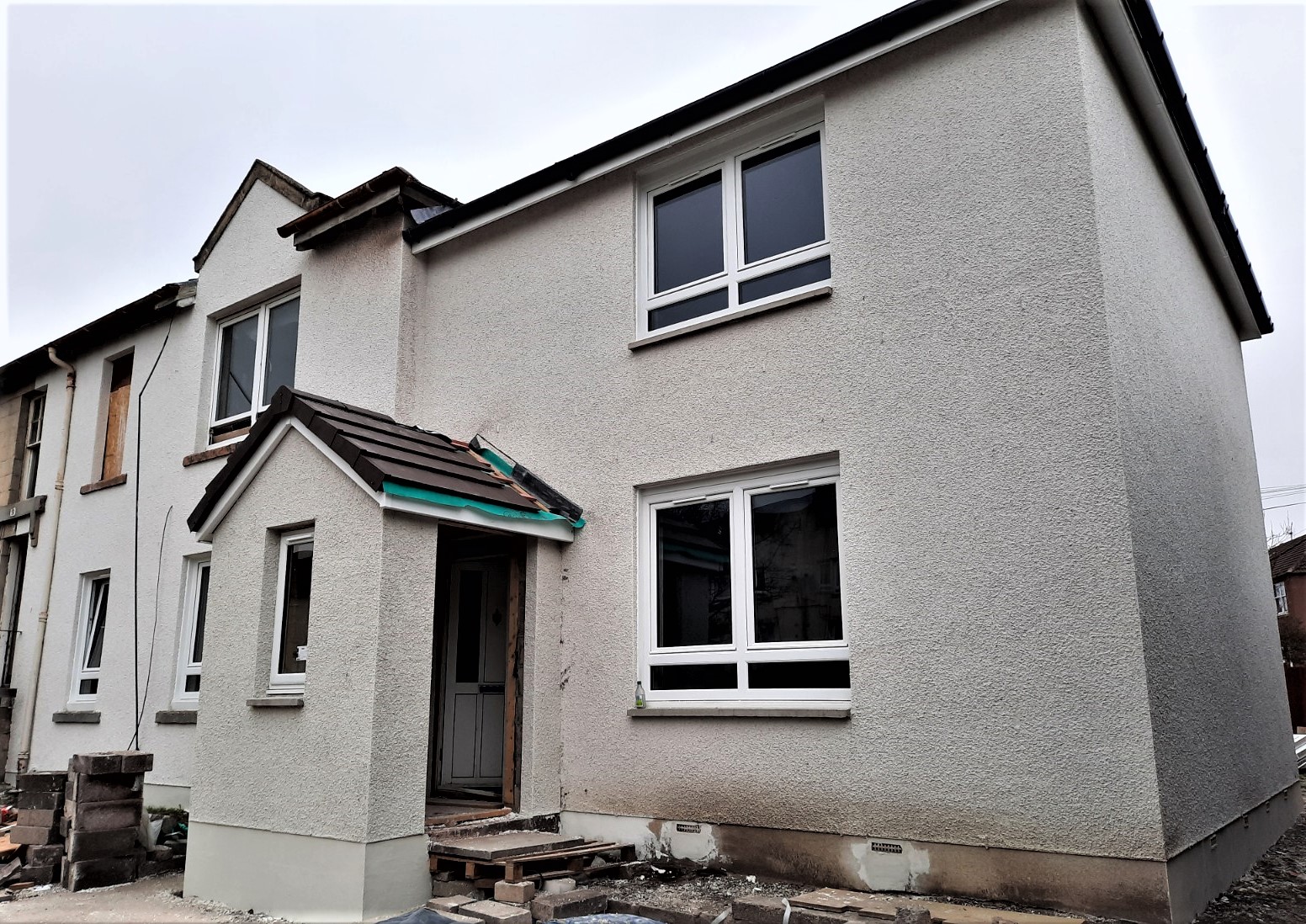 entrance side refinished by roughcaster Edinburgh