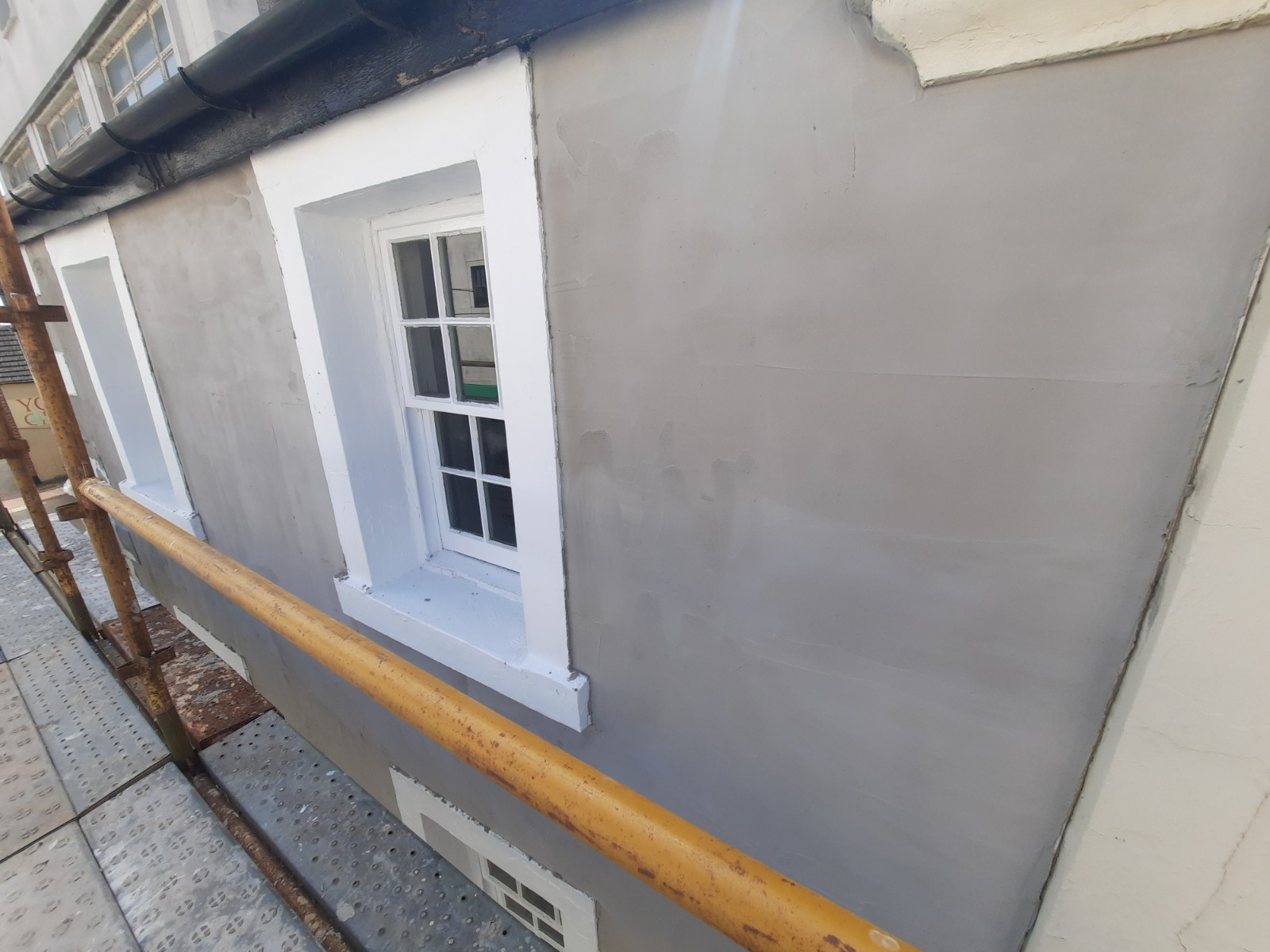 smooth grey wall before house rendering Edinburgh finish