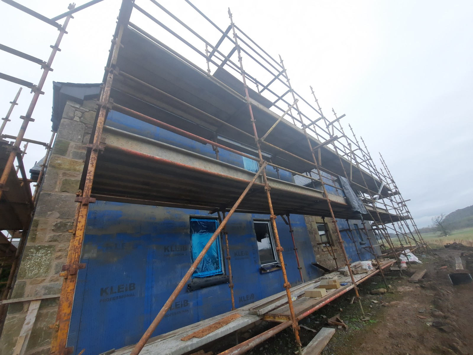 side construction work on roughcasting Edinburgh project