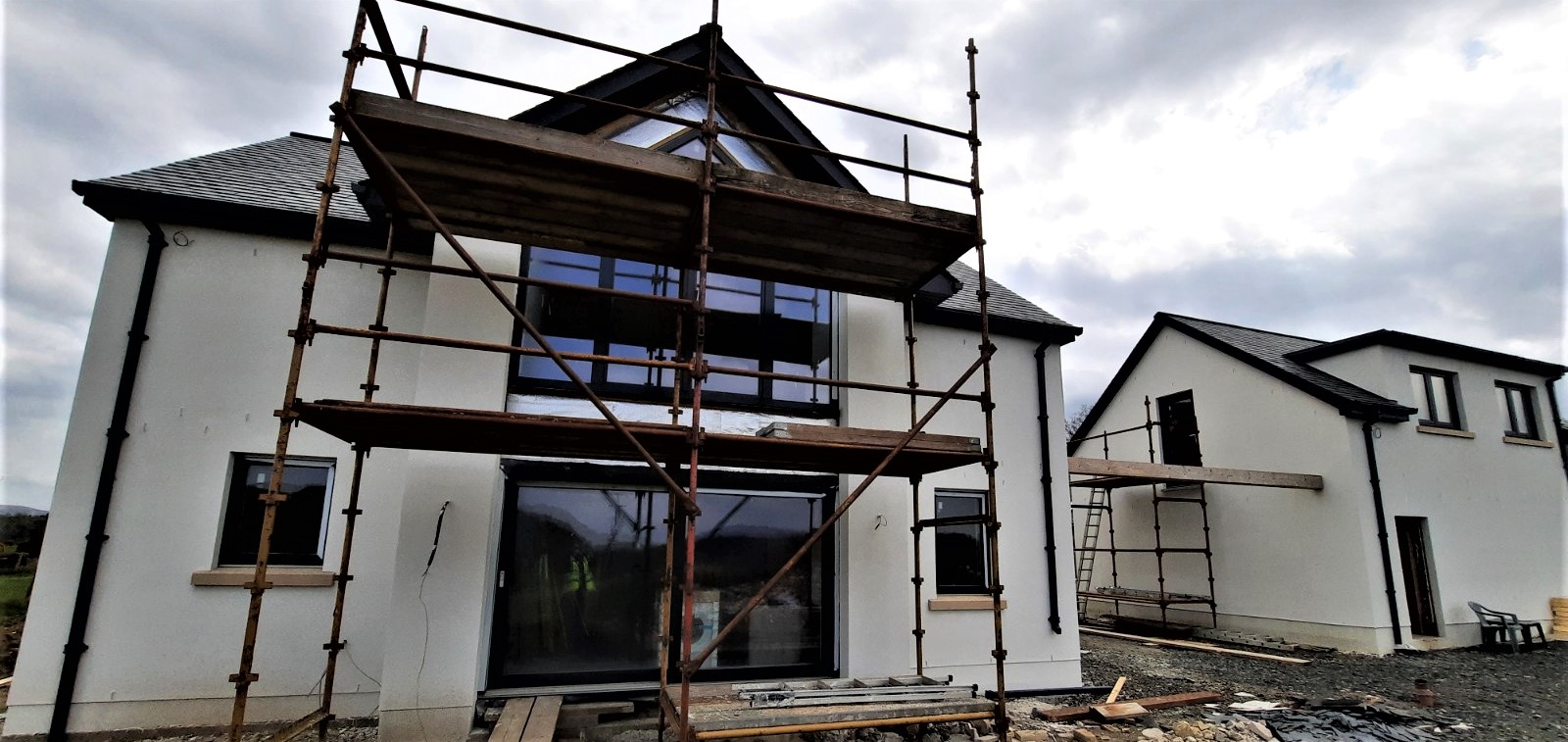 front scaffolding during house rendering Edinburgh