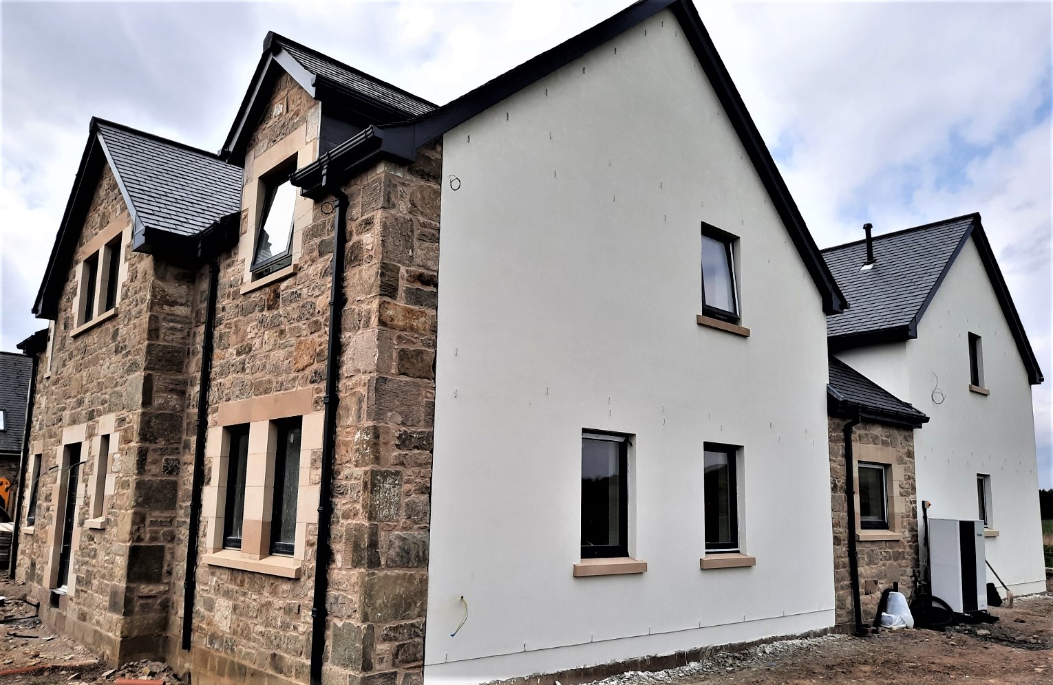 stone corner house with house rendering Edinburgh work