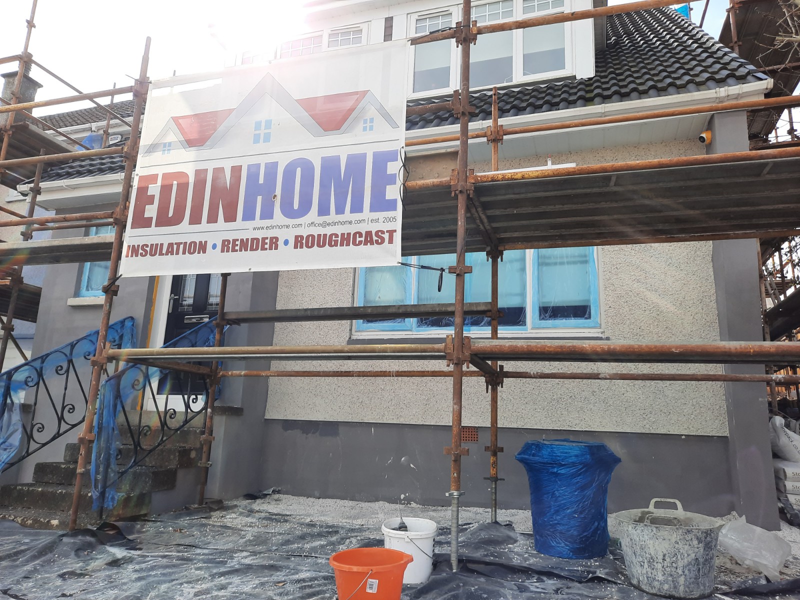 scaffolding during house rendering Edinburgh project