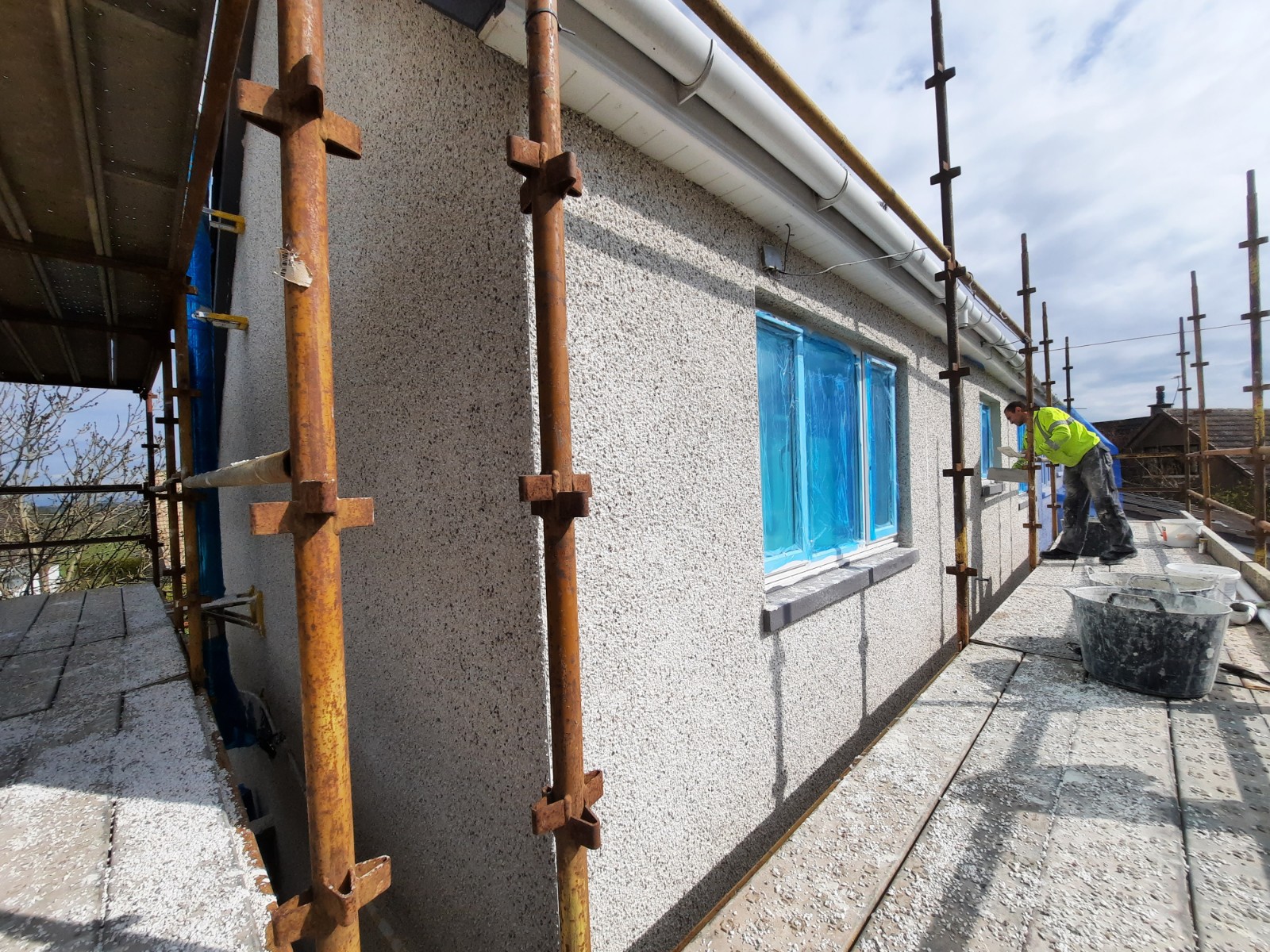 close-up of solid wall insulation Edinburgh installation