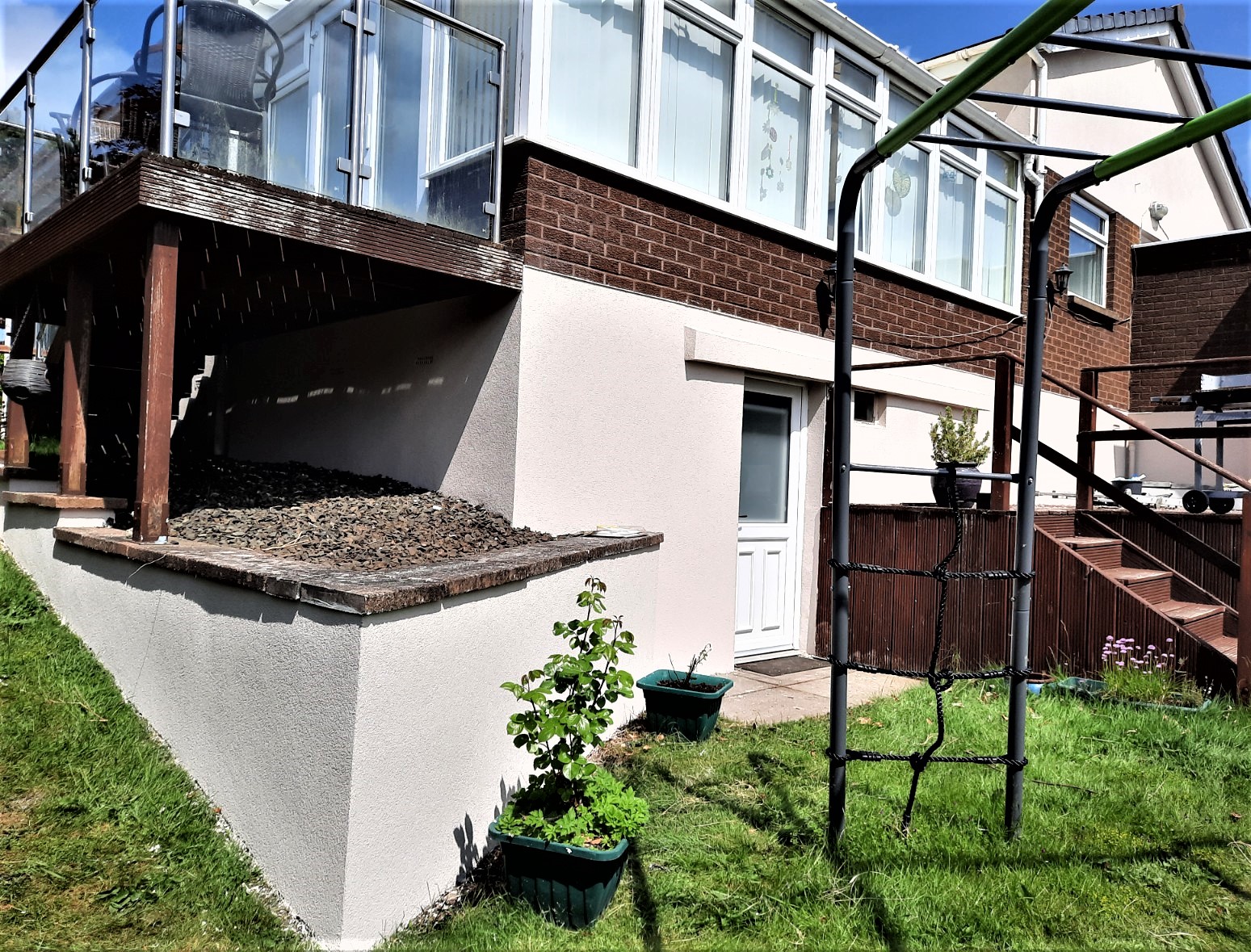 house rendering Edinburgh on brick and render garden-facing wall