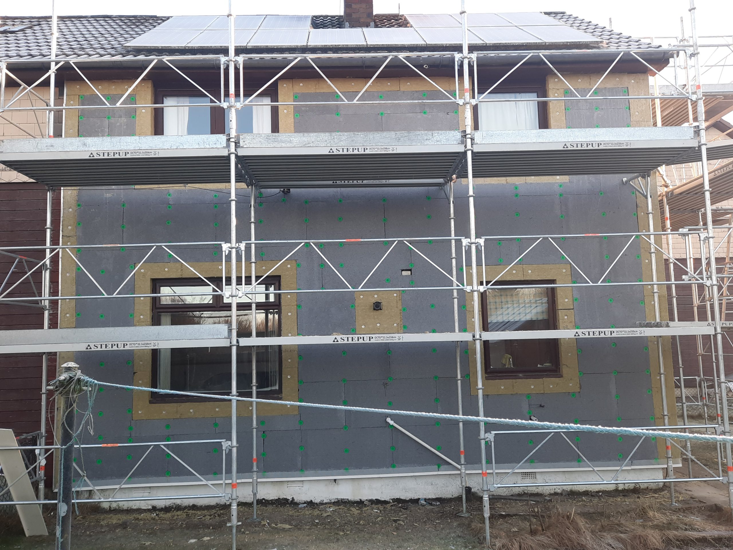 solid wall insulation Edinburgh in progress on front façade
