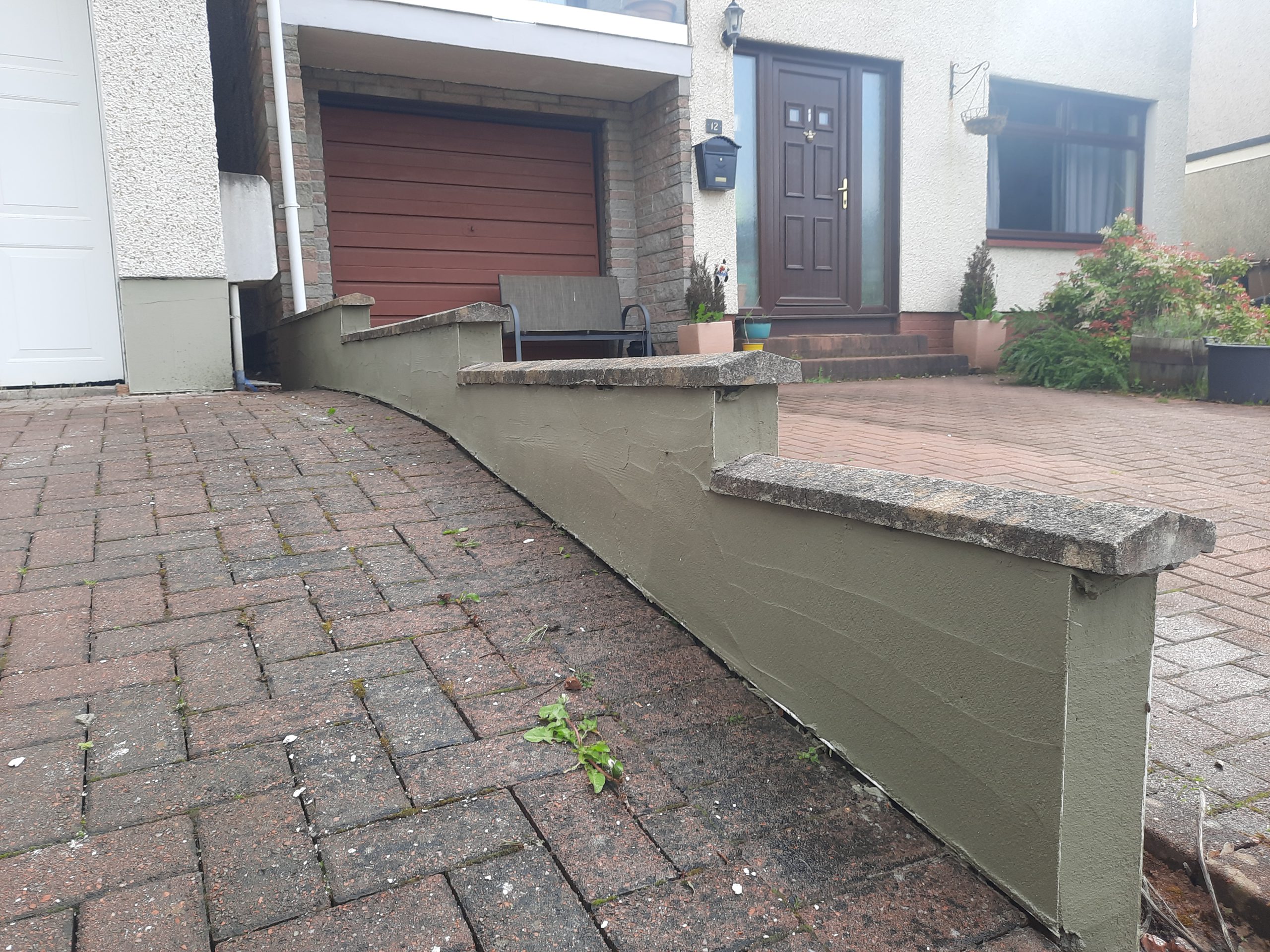 roughcasting Edinburgh on low front garden wall