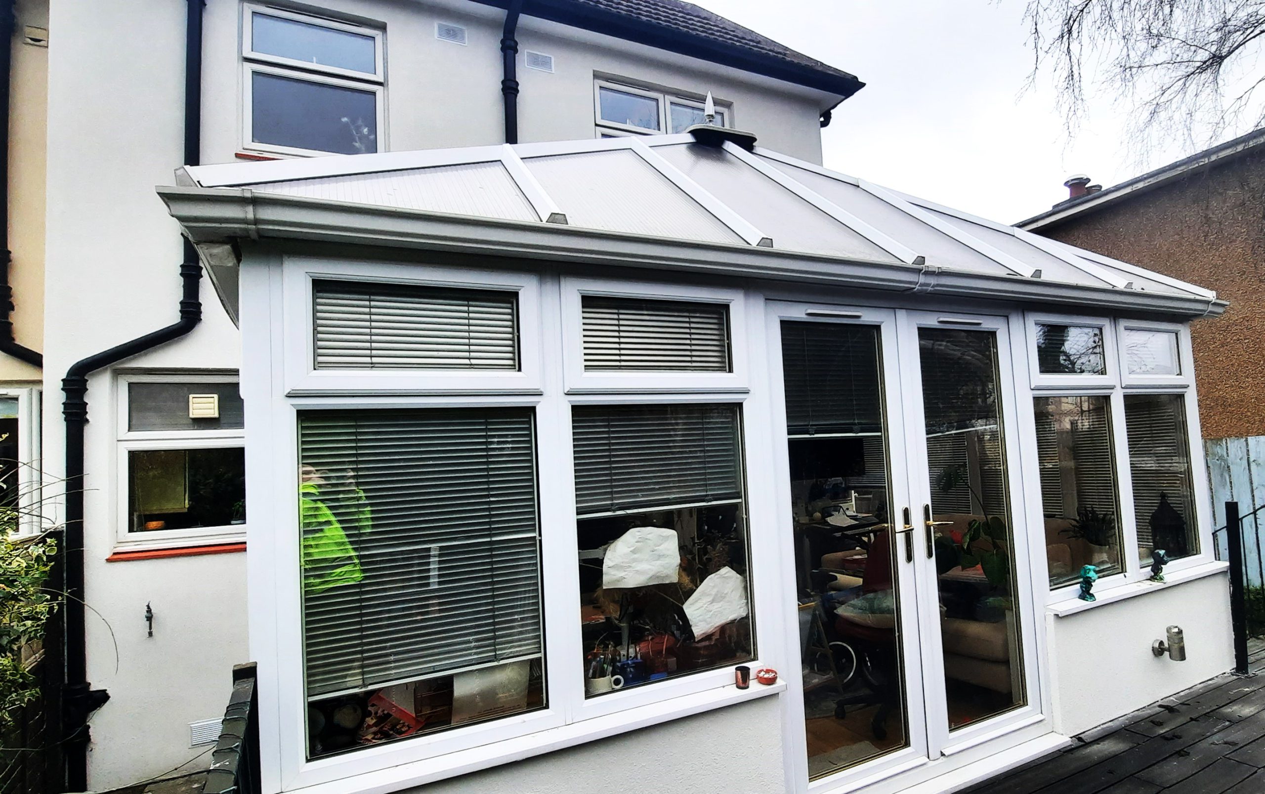 roughcast repair around conservatory windows