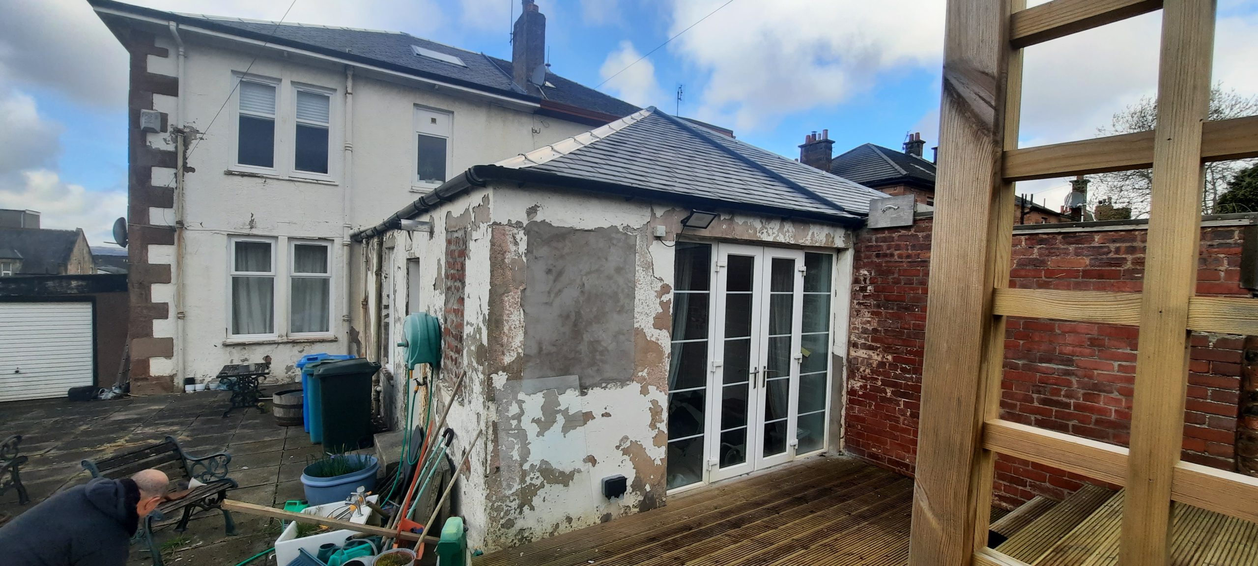 Insulation Edinburgh beneath restored patio door wall