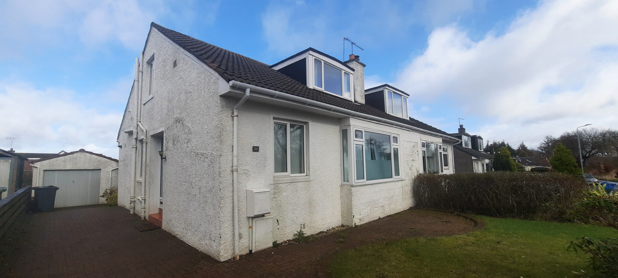 house rendering Edinburgh on rear extension wall