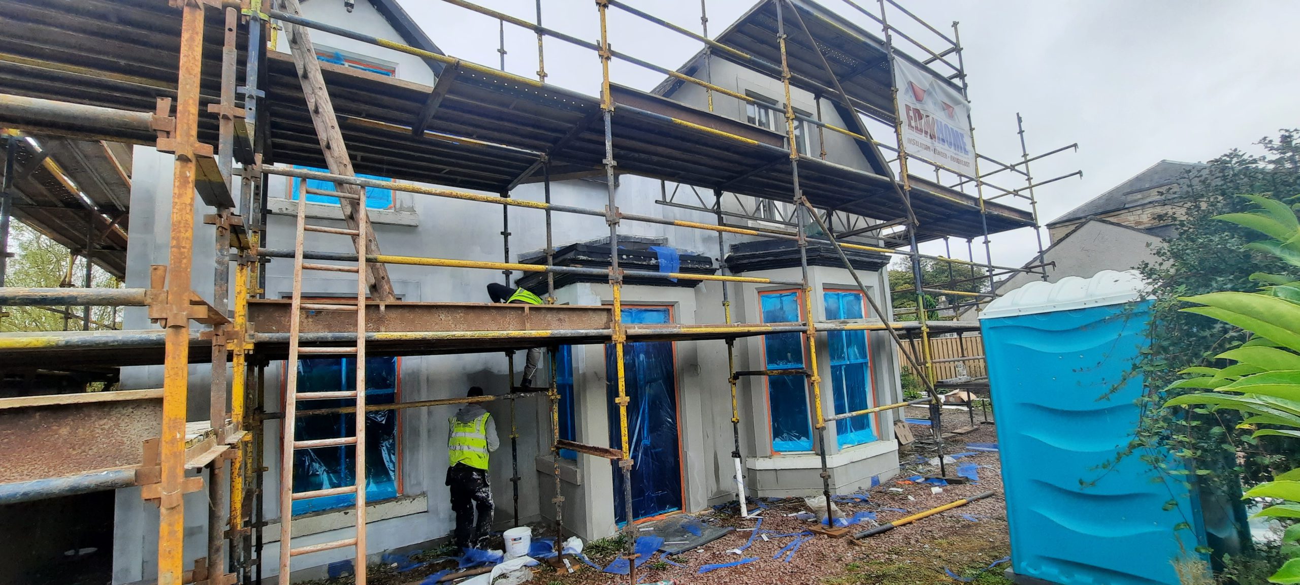 external wall insulation Edinburgh in progress on rear façade