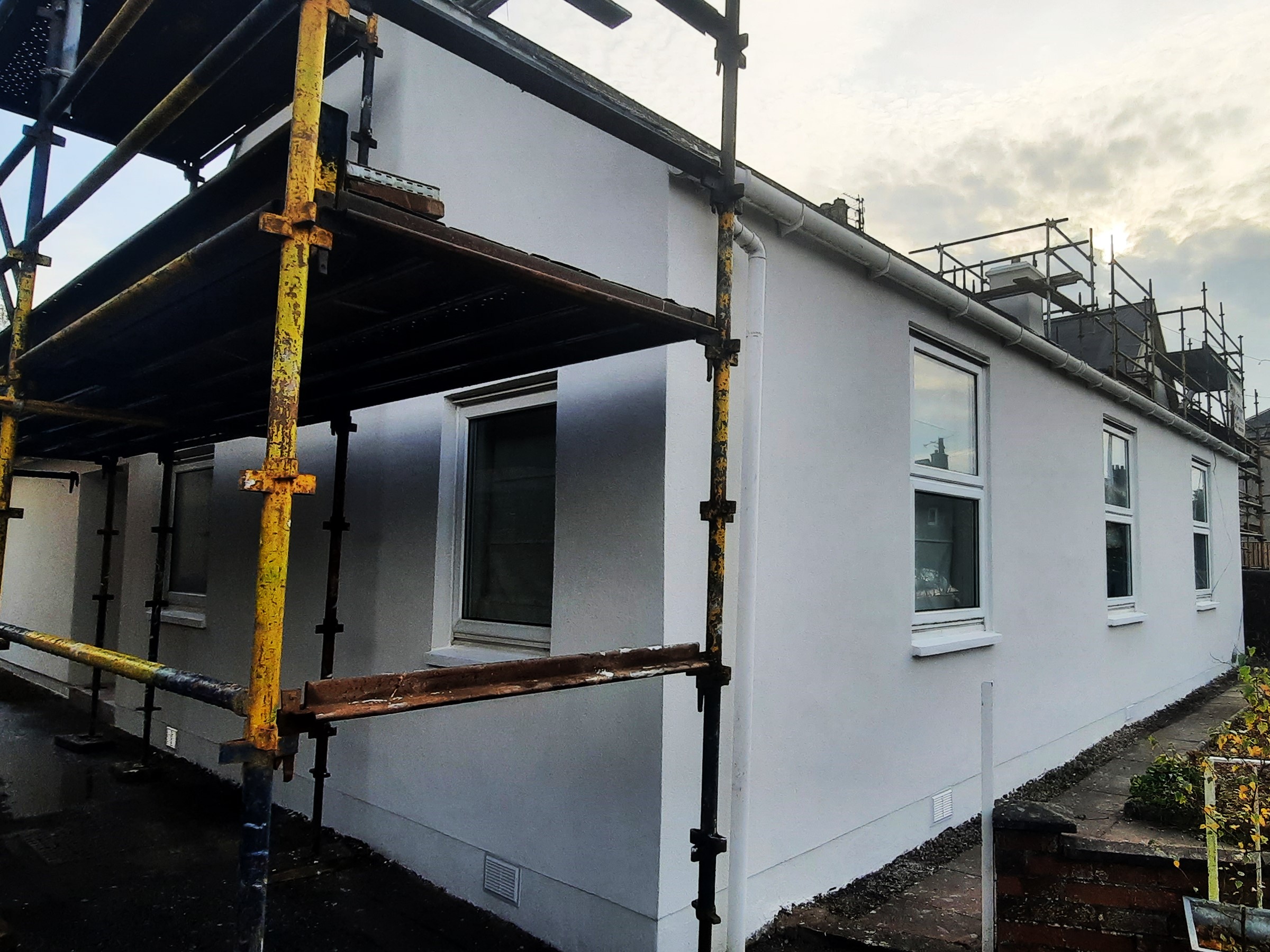 solid wall insulation Edinburgh on scaffolded side wall