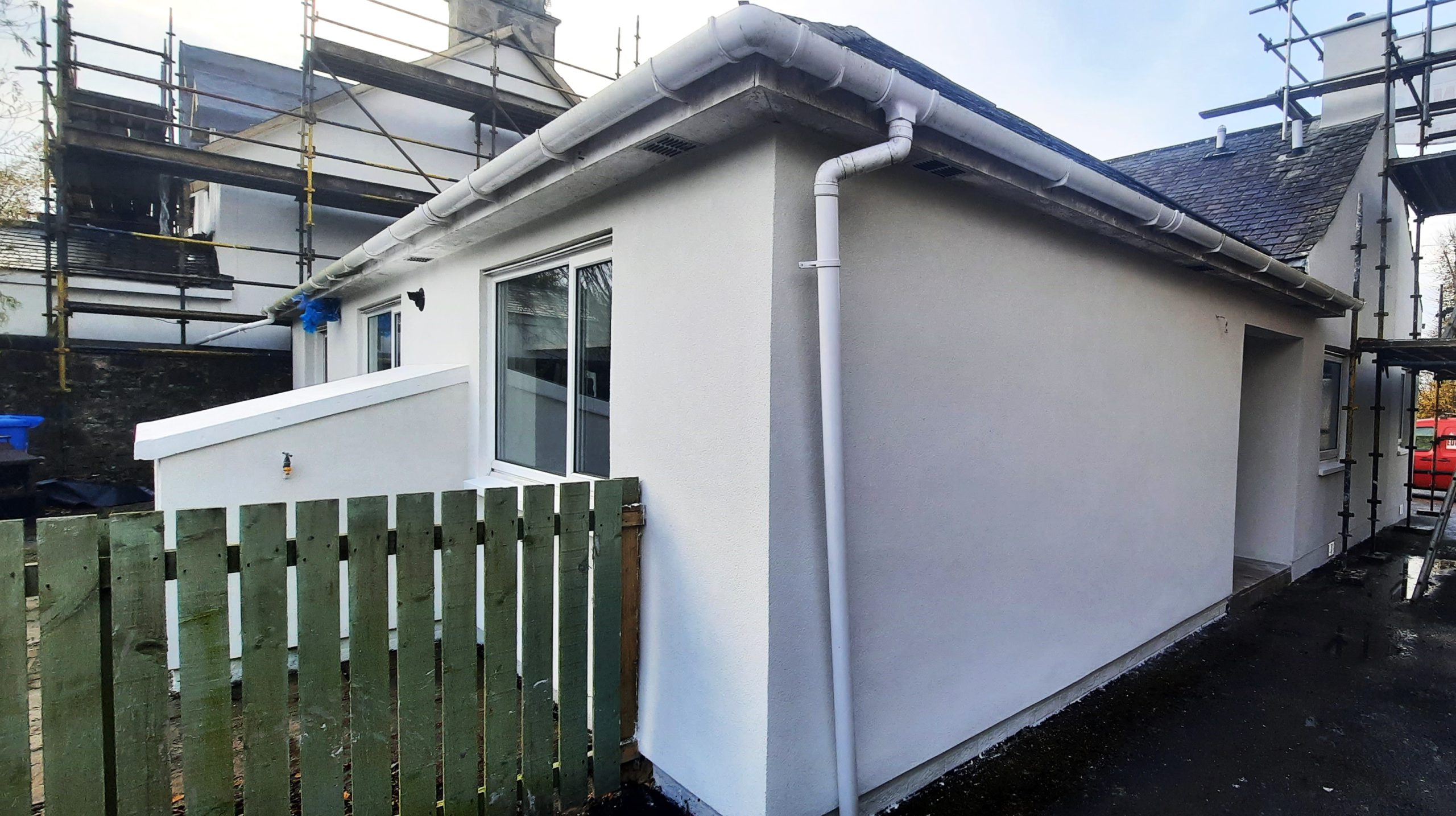 Insulation Edinburgh behind bright white exterior finish