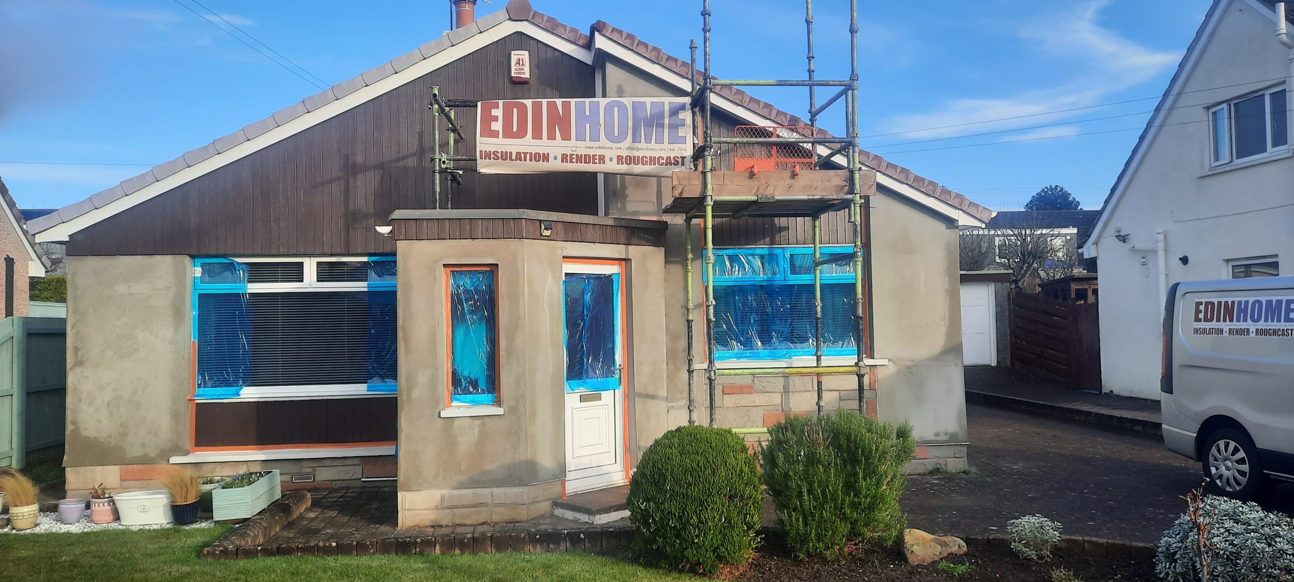 Rendering Edinburgh team applying base coat