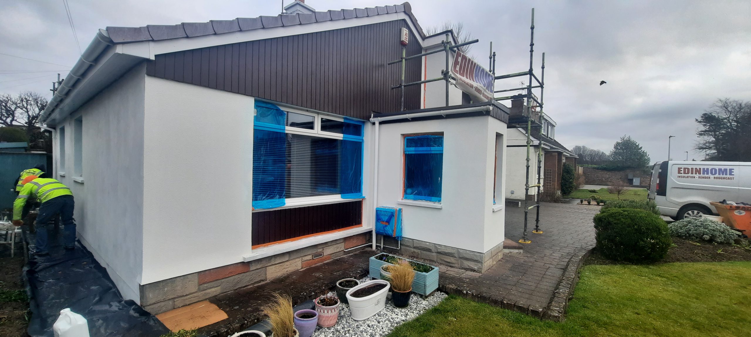 roughcast render Edinburgh on freshly painted exterior