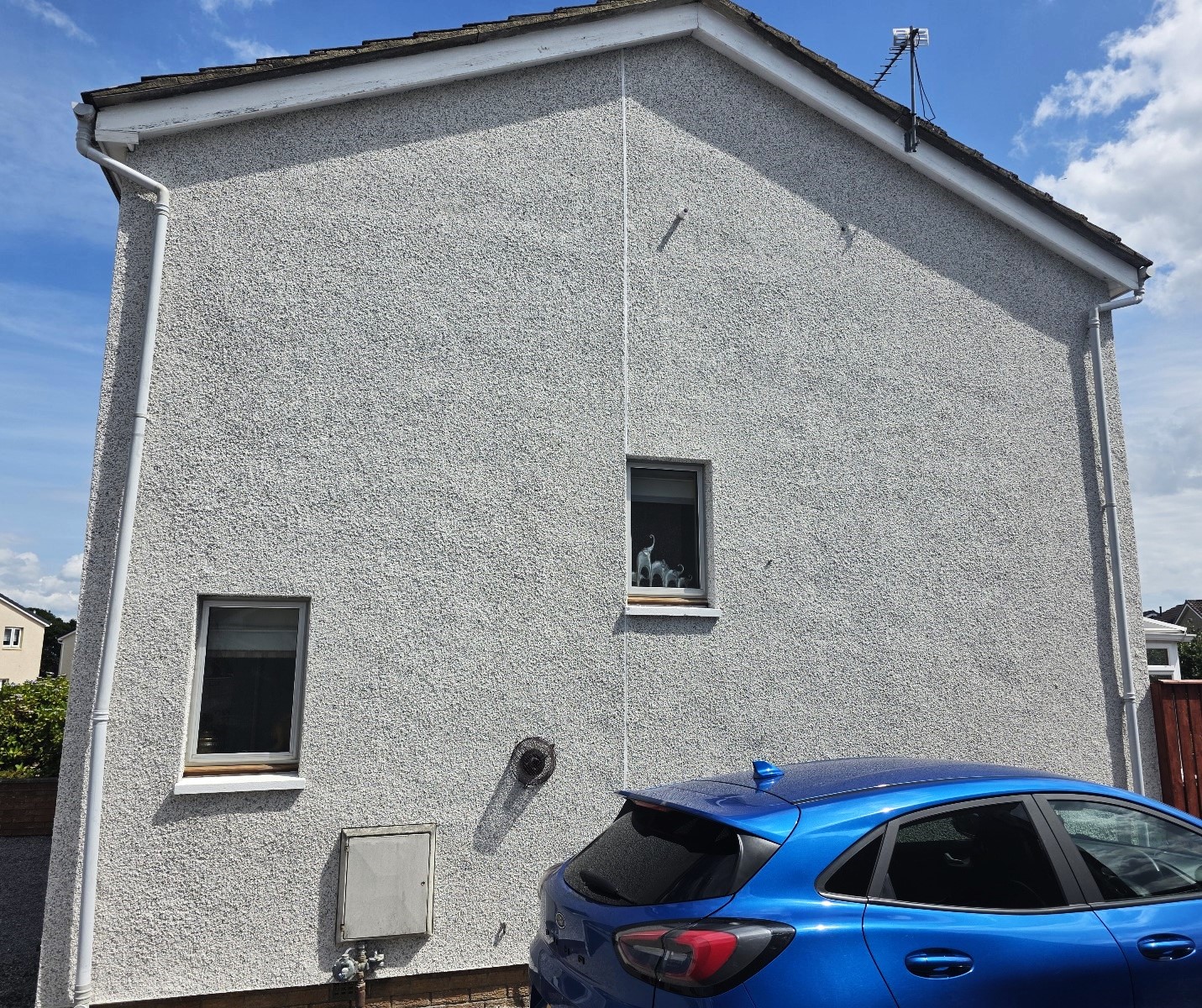 side elevation after roughcast render Edinburgh works completed